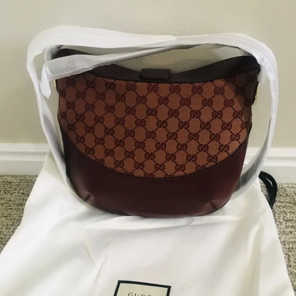 New Authentic Gucci Medium GG Canvas & Leather Shoulder Bag - Picture 7 of 12